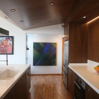 art wall at end of kitchen