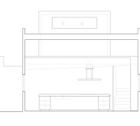 longitudinal section looking towards new kitchen