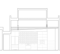 longitudinal section looking towards back wall of new kitchen
