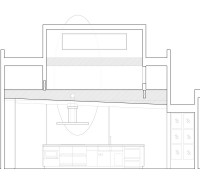 longitudinal section looking towards dining room