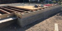 ground floor raised floor framing being sheeted